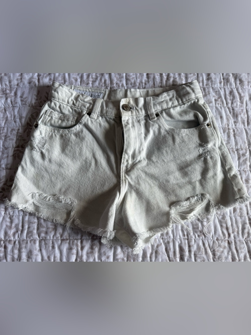 Zara White Distressed Girl’s Denim Shorts
